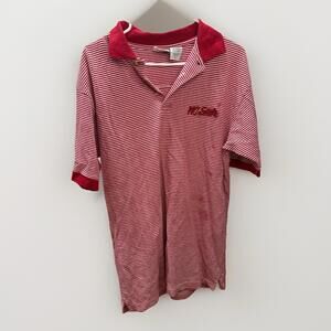 Red Oak Sportswear Red White Striped Polo Shirt Men’s M Cotton Logo
